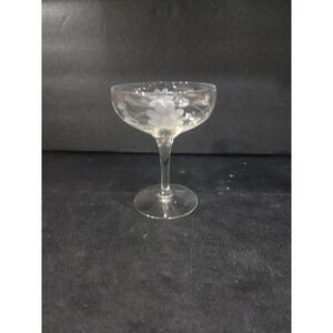 Floral Etched Champagne Glass, Vintage Toasting Glass, Replacement Drinkware